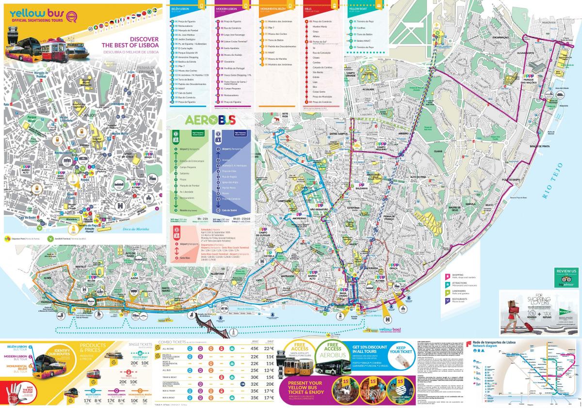 Mappa di Lisbona Grande Autobus