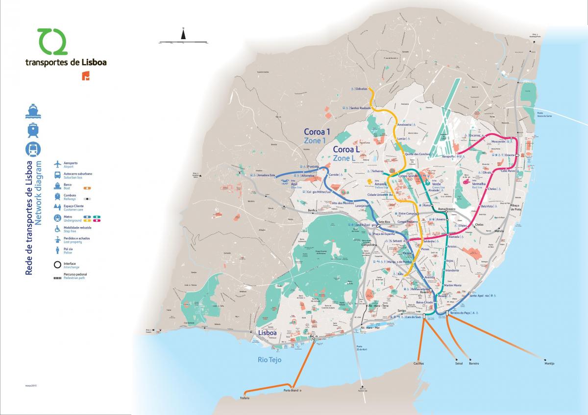Mappa dei trasporti di Lisbona