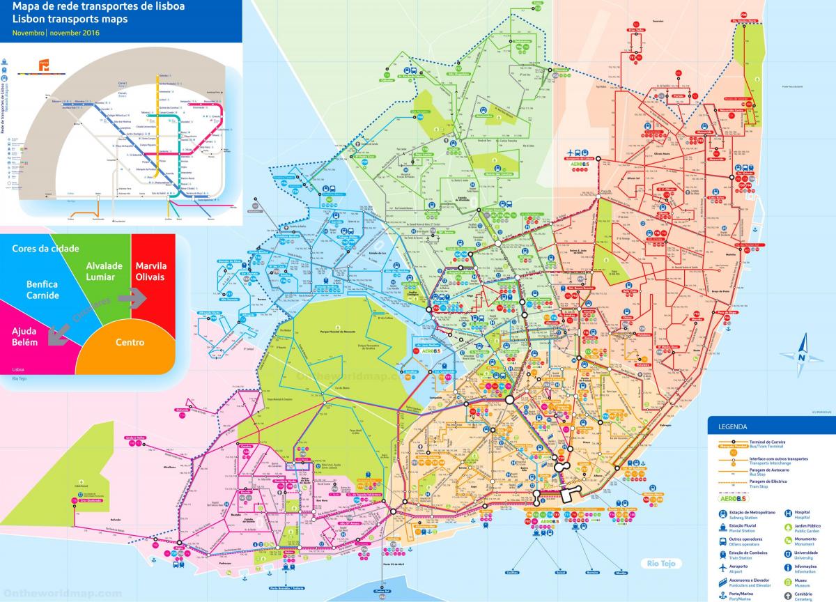 Mappa delle zone di Lisbona