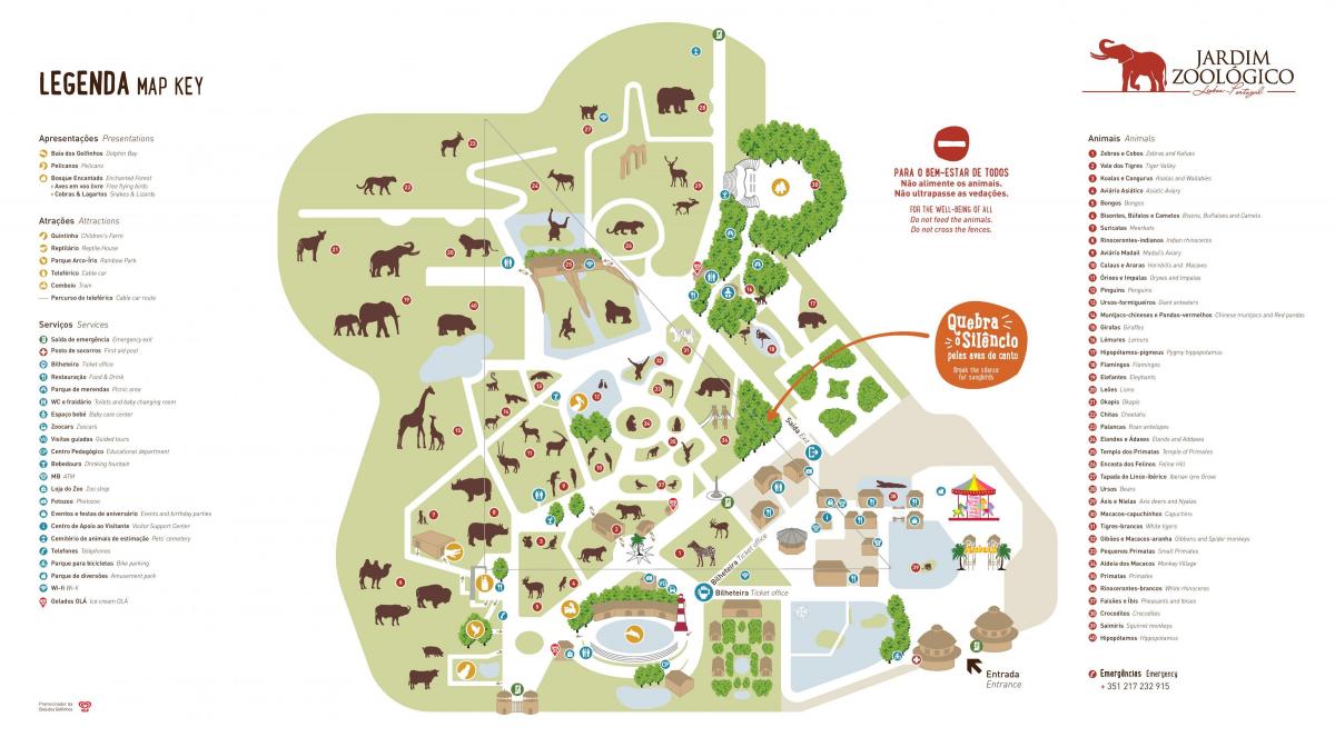 Mappa del parco zoologico di Lisbona