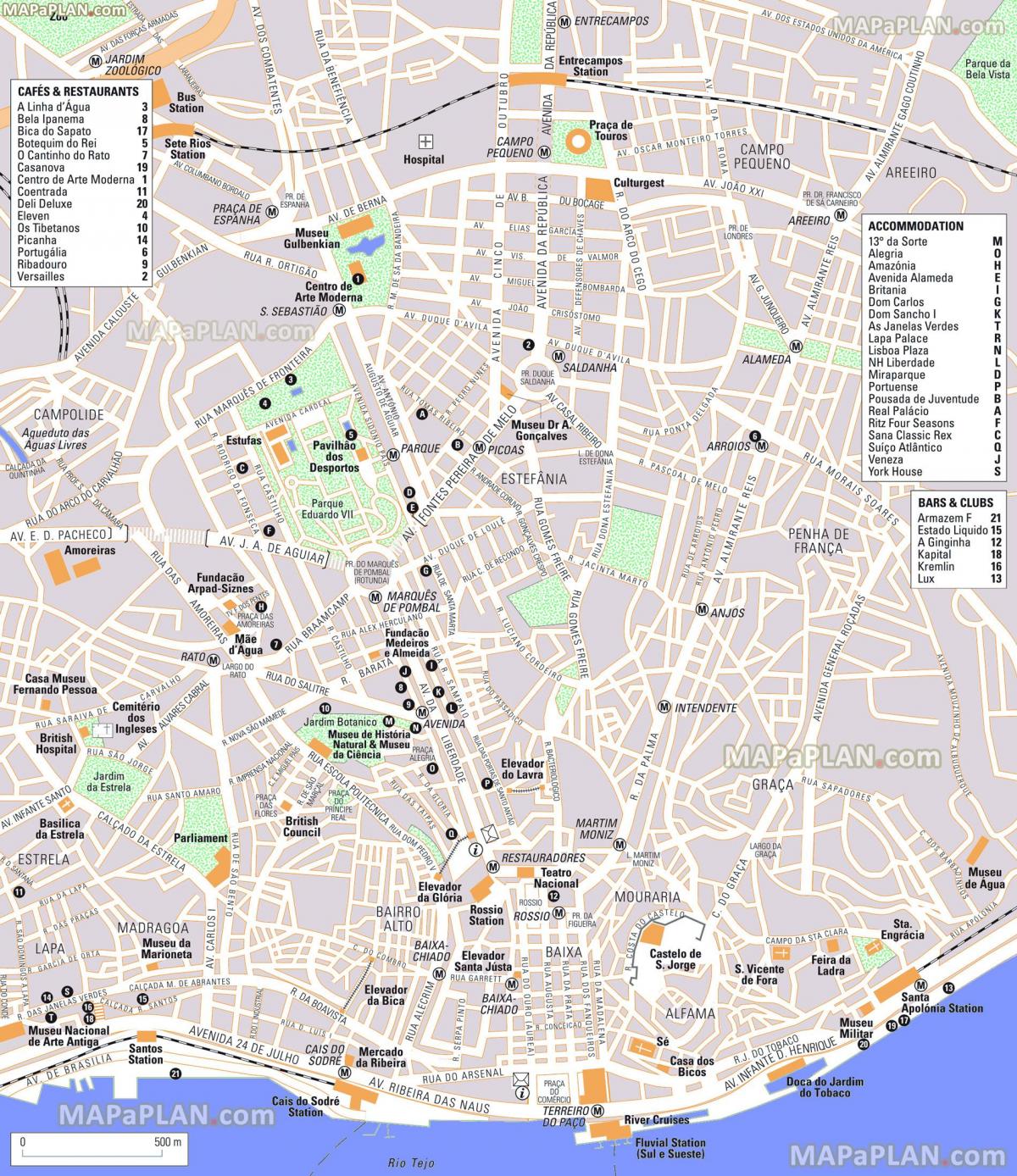 Mappa turistica di Lisbona
